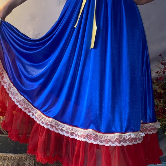 Vtg silky sissy Snow White Blue Frilly Nightgown Db chiffon lace Gown - Picture 5 of 12